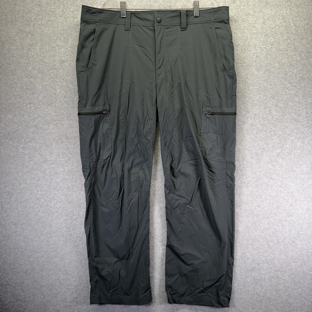 L.L. Bean Cresta Pants Mens 38x29 Gray Nylon Stretch Hiking Outdoors Travel